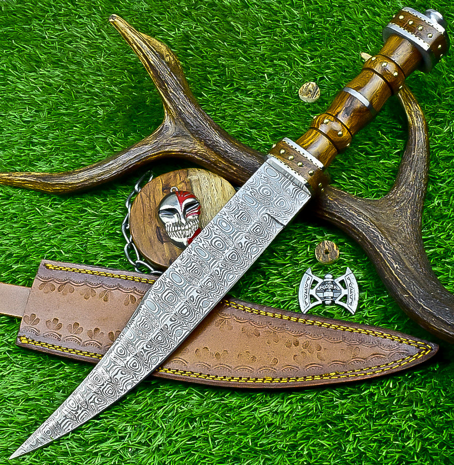 18.5" Custom Hand forged J2 Steel Blade , Engraved Bowie Knife – Natural Wood Handle | Hand-Forged Collectible Knife | UN-9500