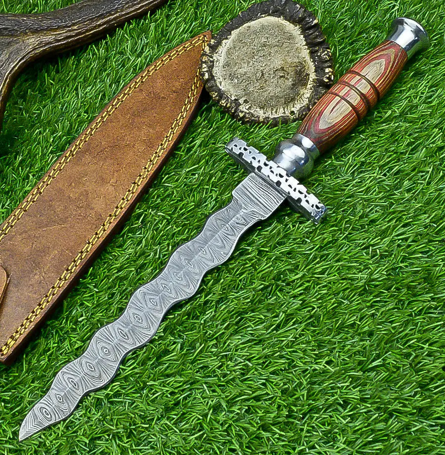 Custom Handmade Damascus Dagger Hunting Knife, DAGGER Knife SHKWORKS