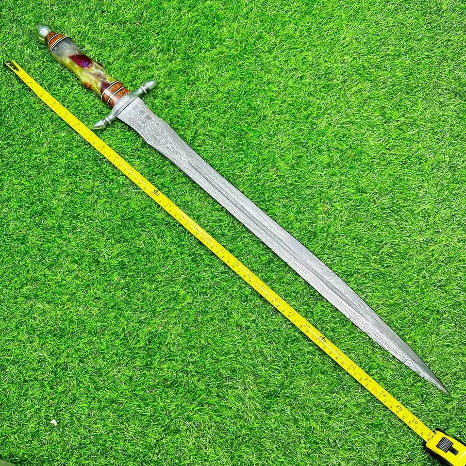 Damascus Blade Viking Sword, Resin Handle – 30" Overall Length SHKWORKS