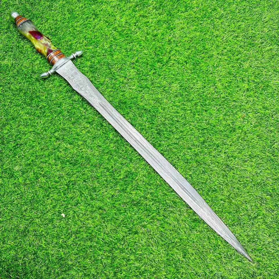 Damascus Blade Viking Sword, Resin Handle – 30" Overall Length SHKWORKS