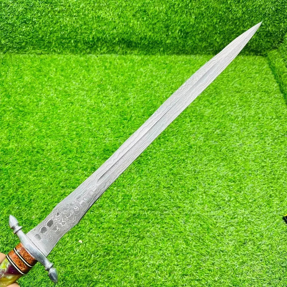 Damascus Blade Viking Sword, Resin Handle – 30" Overall Length SHKWORKS