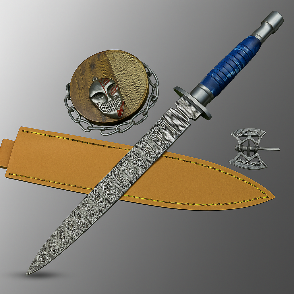 Hand-Forged Damascus Steel Bowie Knife with Composite Wood and Resin Handle | UN-8381