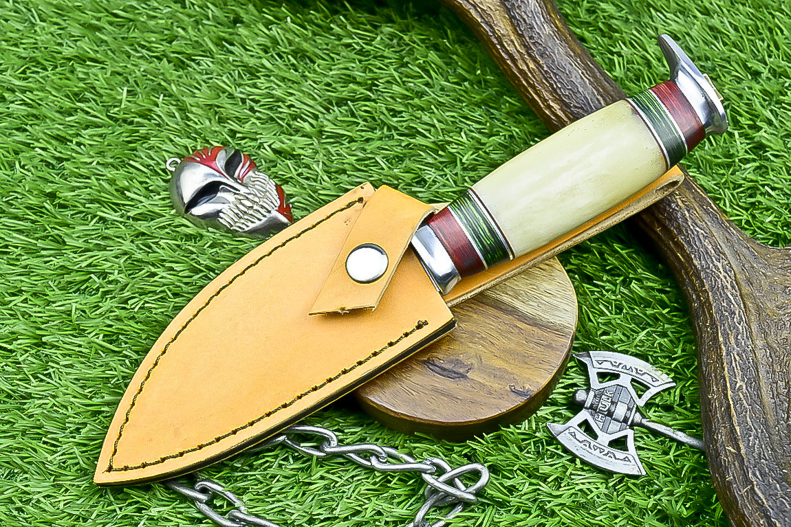 Hand-Forged Custom Damascus Steel Bowie Knife with Etched Blade and Composite Handle | UN-8551