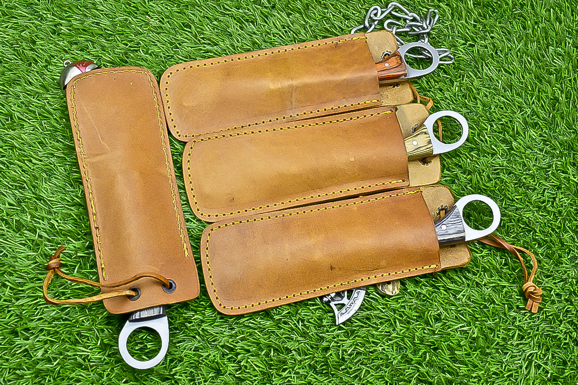 4-Piece Handmade Straight Razor Set – 8.25" J2 Steel Etched Blade, Pakka Wood Handle with Brass Pins & Leather Sheaths | UN-9262