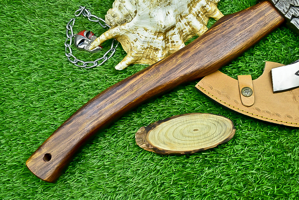 Ragnar Viking Axe – 21" Hand-Forged Carbon Steel Axe W/ Rosewood Handle & Leather Wrap | Camping Axe with Sheath