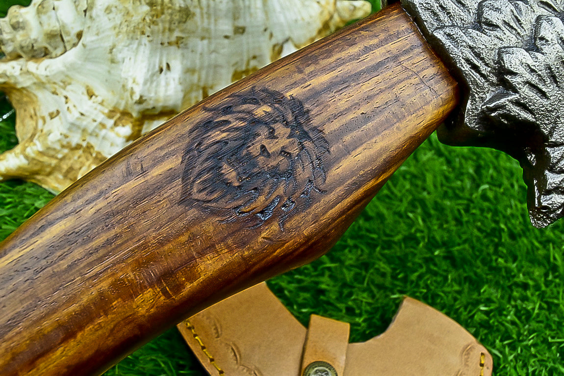 Ragnar Viking Axe – 21" Hand-Forged Carbon Steel Axe W/ Rosewood Handle & Leather Wrap | Camping Axe with Sheath