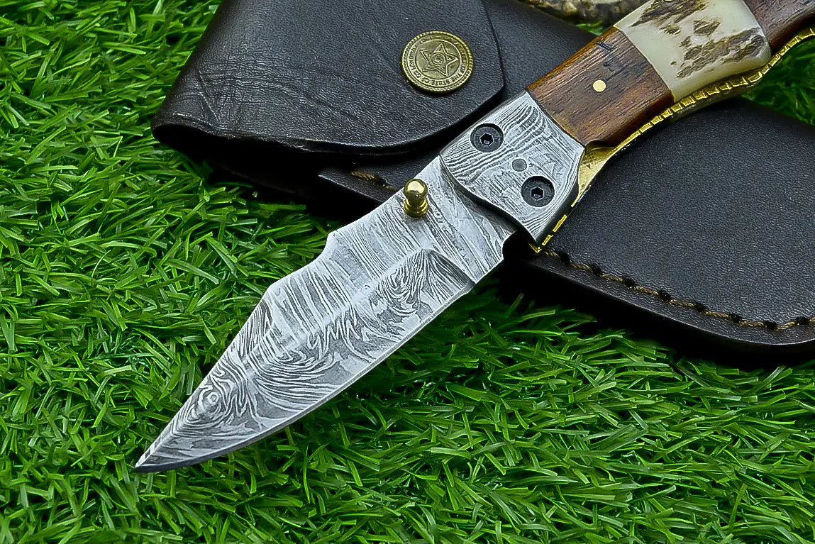 HANDMADE Damascus steel Blade Pocket Folding Knife, Liner Lock SHKWORKS