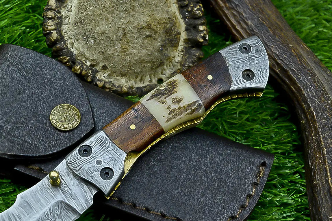 HANDMADE Damascus steel Blade Pocket Folding Knife, Liner Lock SHKWORKS