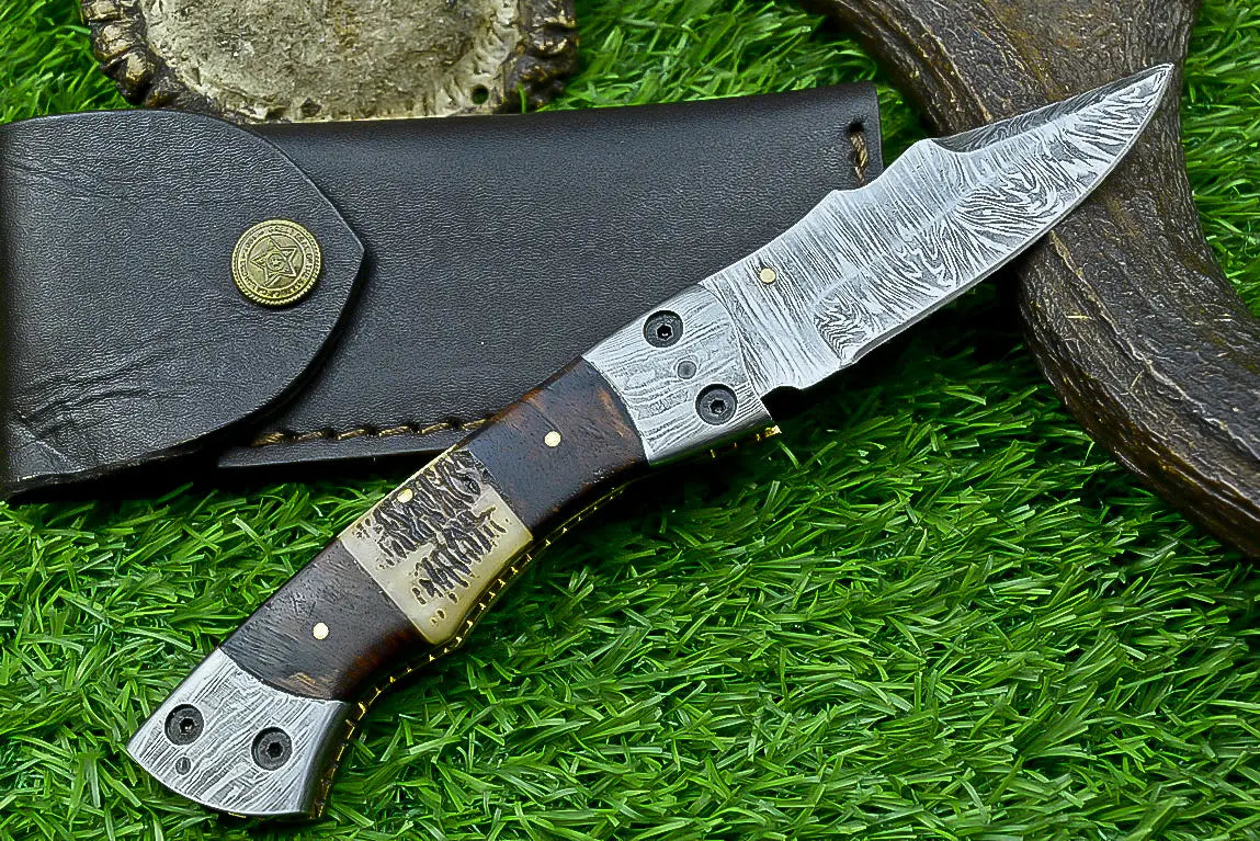 HANDMADE Damascus steel Blade Pocket Folding Knife, Liner Lock SHKWORKS