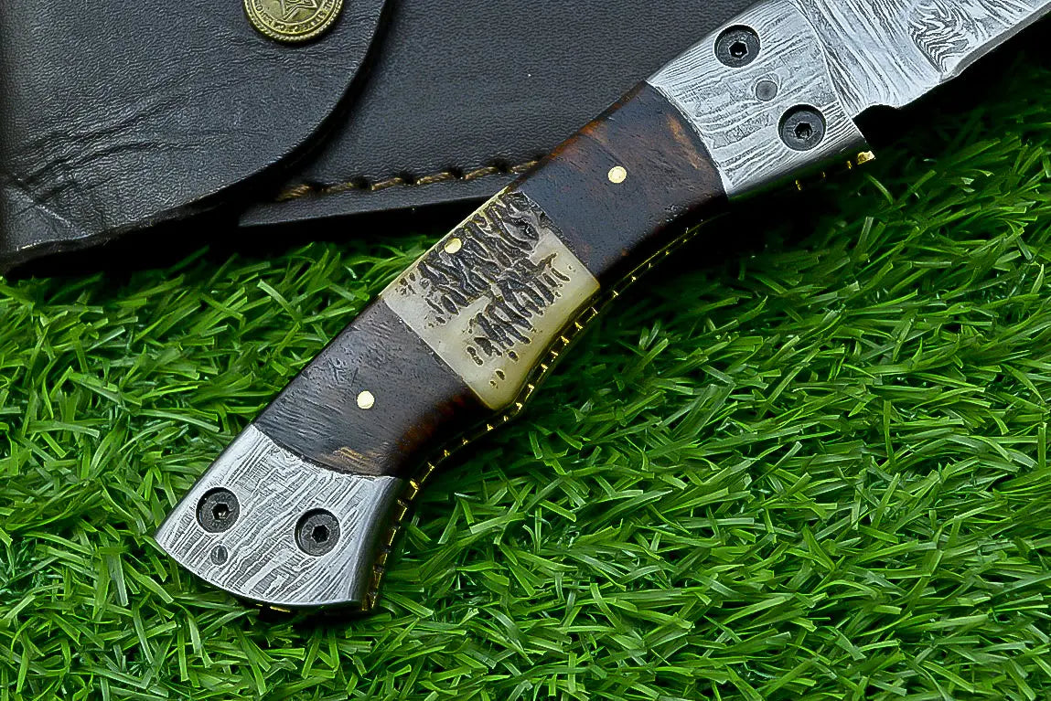 HANDMADE Damascus steel Blade Pocket Folding Knife, Liner Lock SHKWORKS