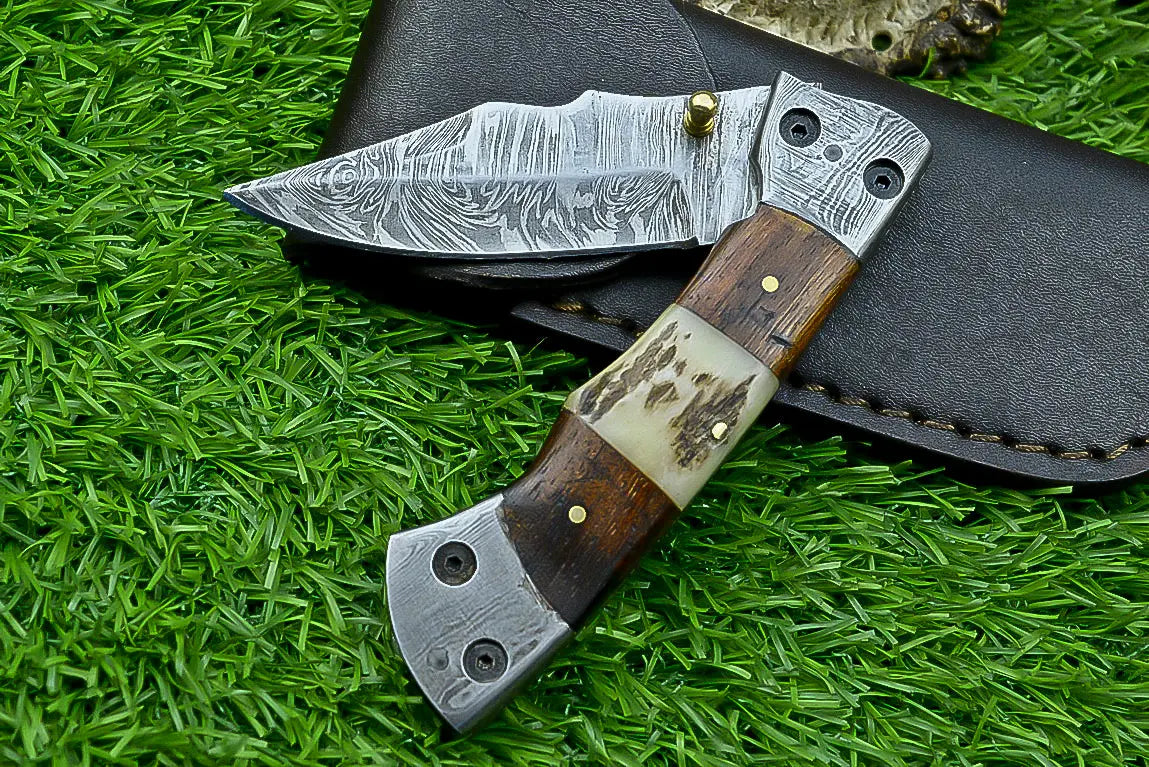 HANDMADE Damascus steel Blade Pocket Folding Knife, Liner Lock SHKWORKS