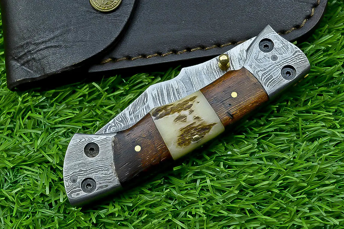 HANDMADE Damascus steel Blade Pocket Folding Knife, Liner Lock SHKWORKS