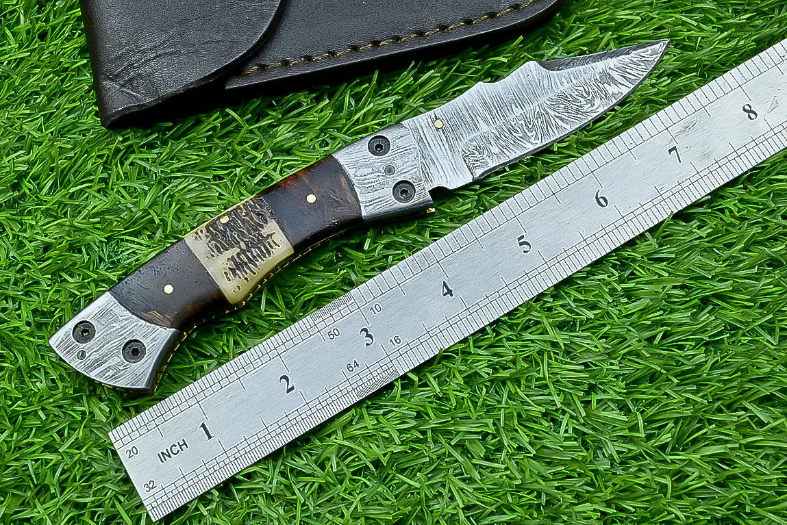 HANDMADE Damascus steel Blade Pocket Folding Knife, Liner Lock SHKWORKS