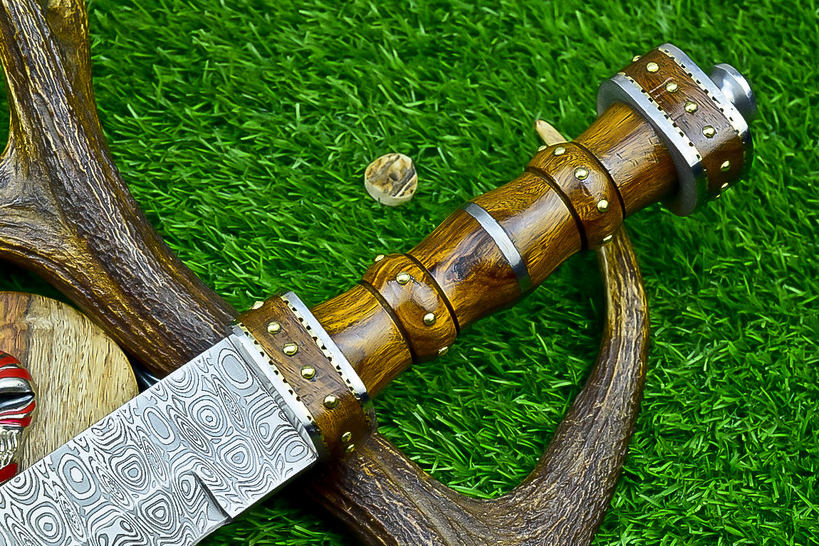 18.5" Custom Hand forged J2 Steel Blade , Engraved Bowie Knife – Natural Wood Handle | Hand-Forged Collectible Knife | UN-9500