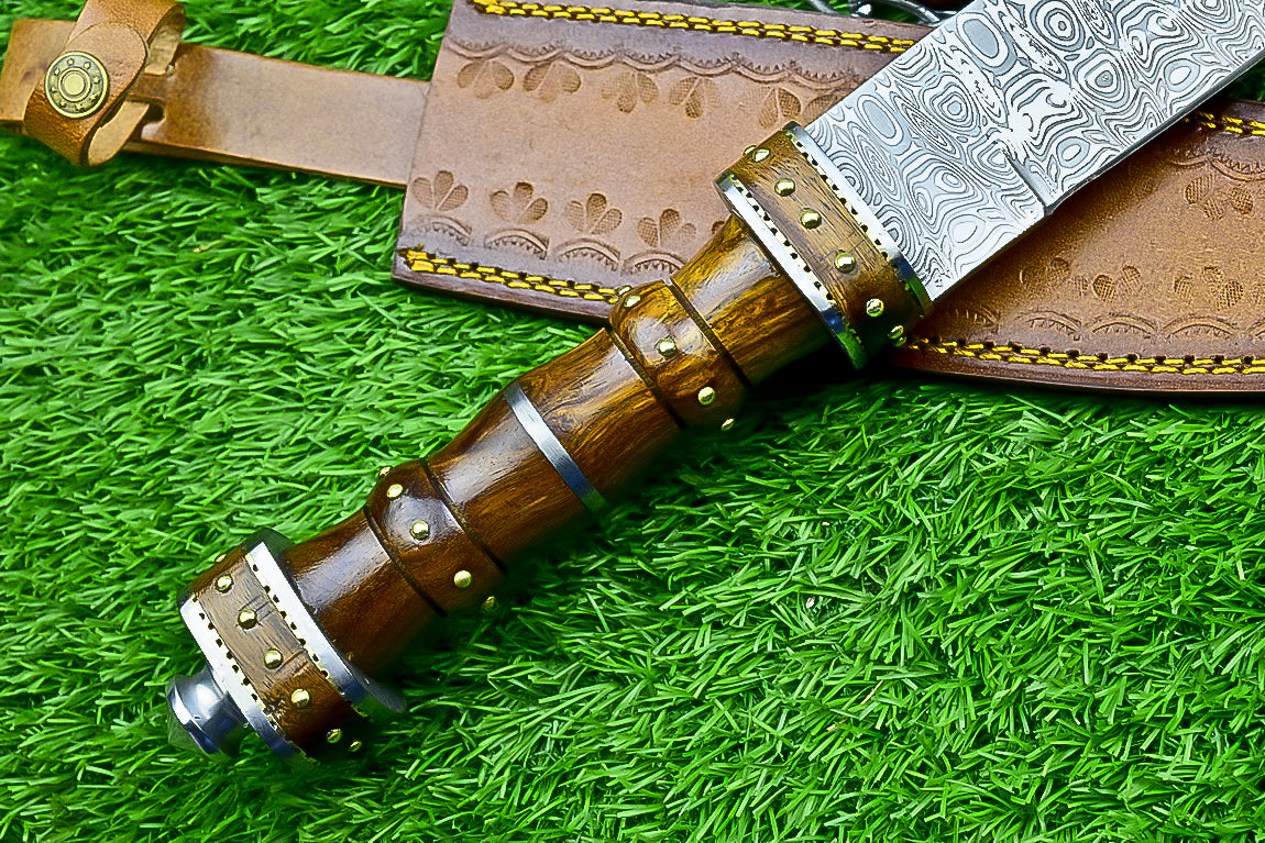 18.5" Custom Hand forged J2 Steel Blade , Engraved Bowie Knife – Natural Wood Handle | Hand-Forged Collectible Knife | UN-9500