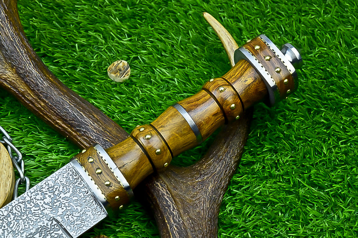 18.5" Custom Hand forged J2 Steel Blade , Engraved Bowie Knife – Natural Wood Handle | Hand-Forged Collectible Knife