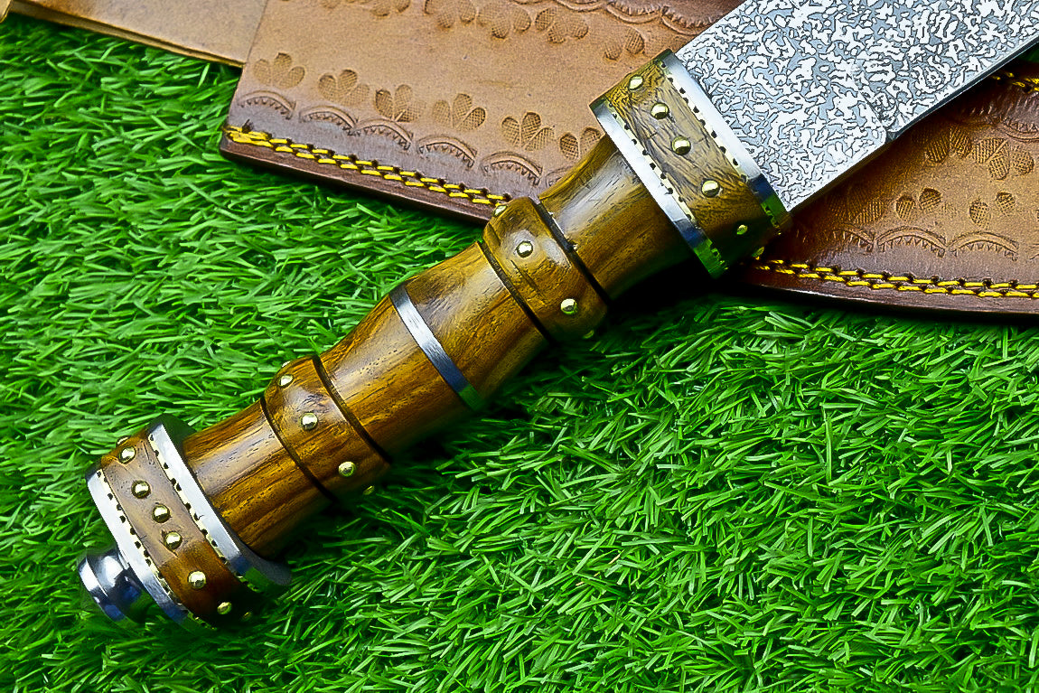 18.5" Custom Hand forged J2 Steel Blade , Engraved Bowie Knife – Natural Wood Handle | Hand-Forged Collectible Knife