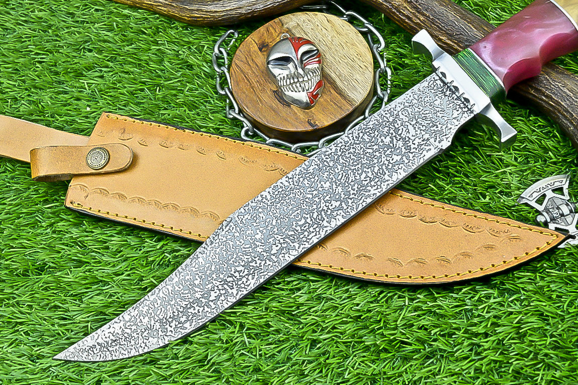 Handmade Damascus Steel Bowie Knife with Multi-Material Handle | UN-8083