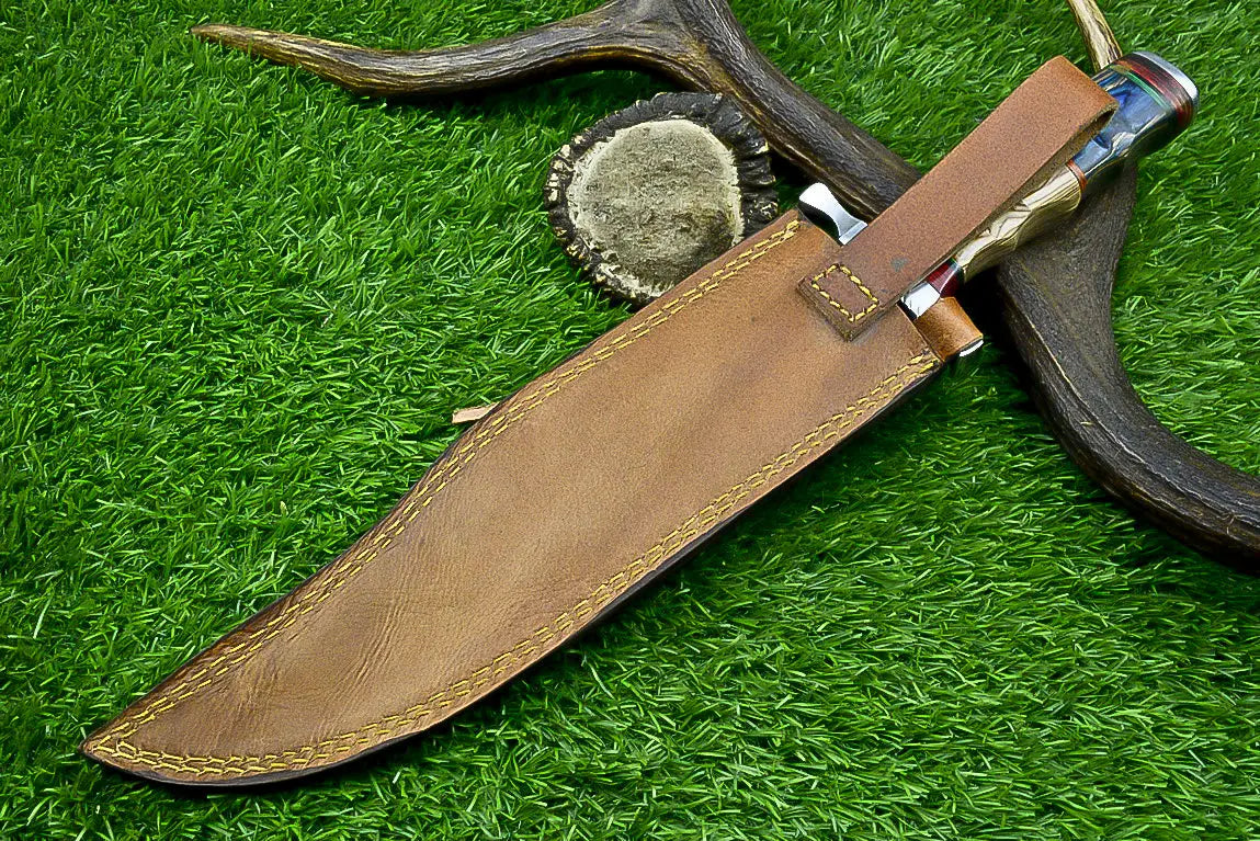 Masterfully Crafted Handmade J2 Steel Bowie Knife | Unique Etched Design, W/sheath SHKWORKS