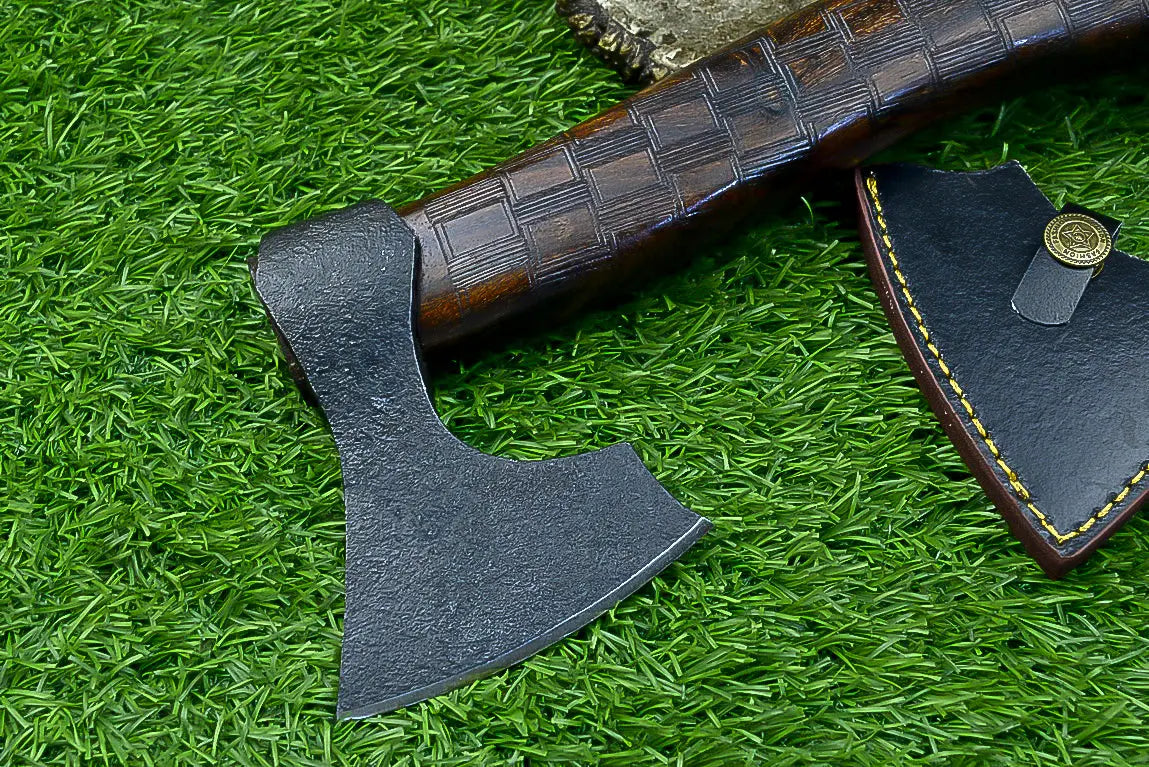 12" Handmade Carbon Steel Axe, W/sheath SHKWORKS