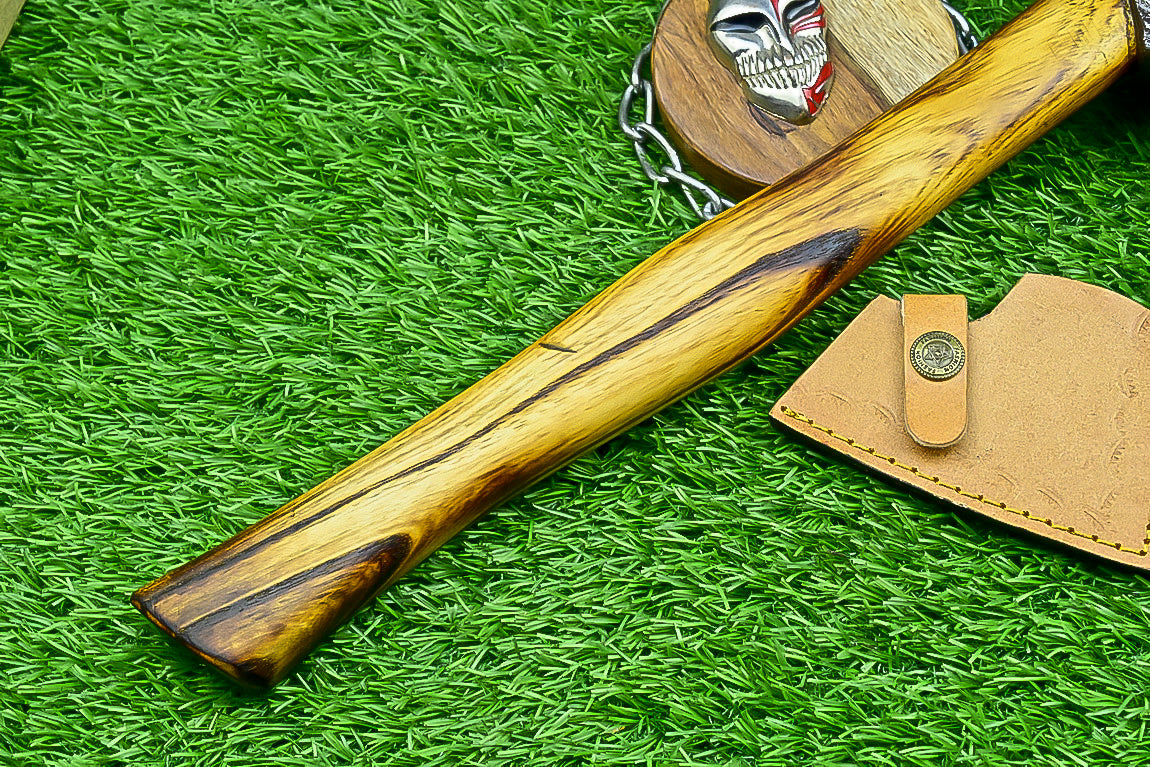 Carbon Steel Tomahawk Axe – 15" Camping Hatchet with Natural Wood Handle | Survival Tool | UN-9991