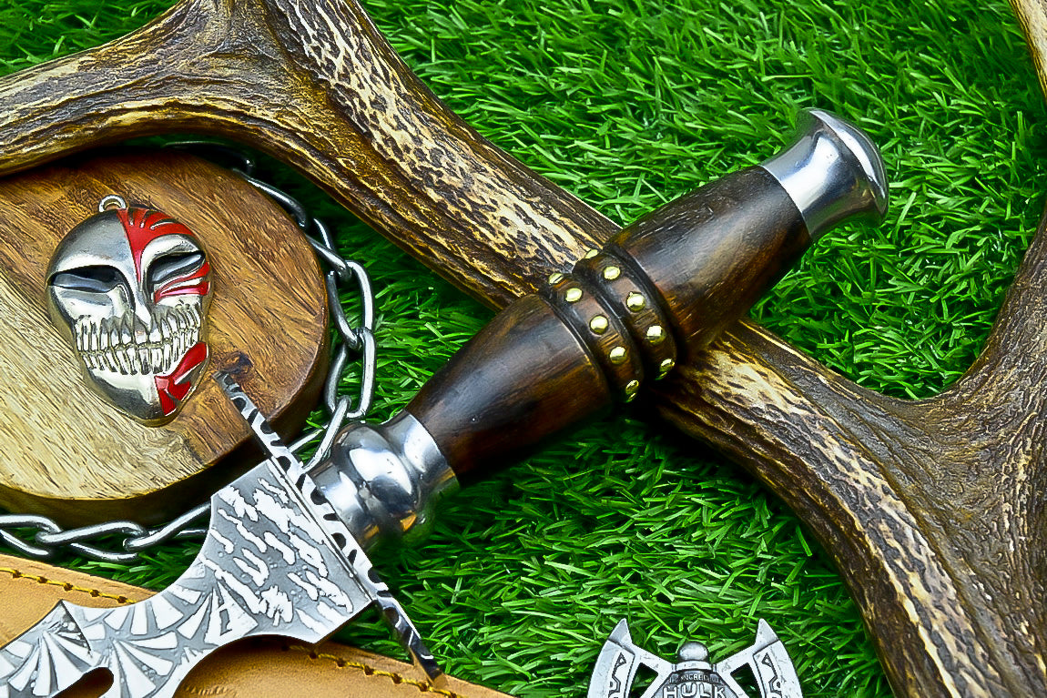 Hand Forged Two-Handed Medieval Broadsword with Scabbard | Knight Sworde – 14.7" – Rosewood Handle with Steel Bolsters & Engraved Blade | SN-761