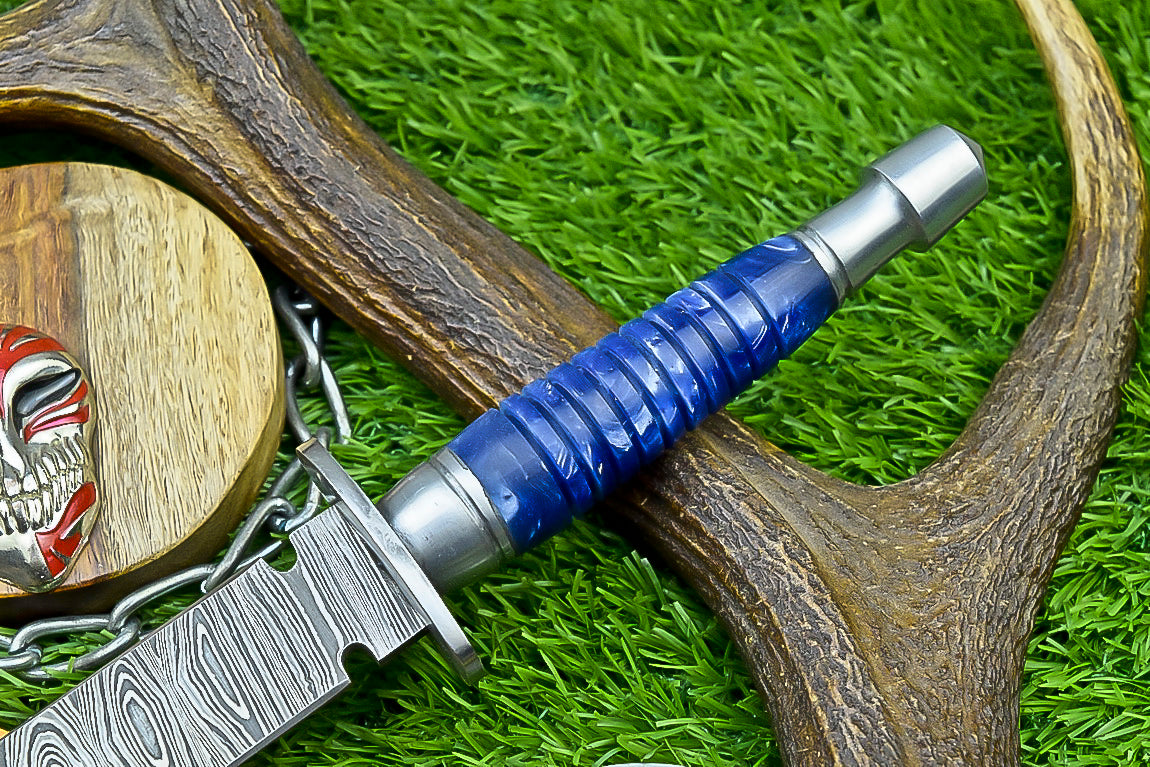 Hand-Forged Damascus Steel Bowie Knife with Composite Wood and Resin Handle | UN-8381