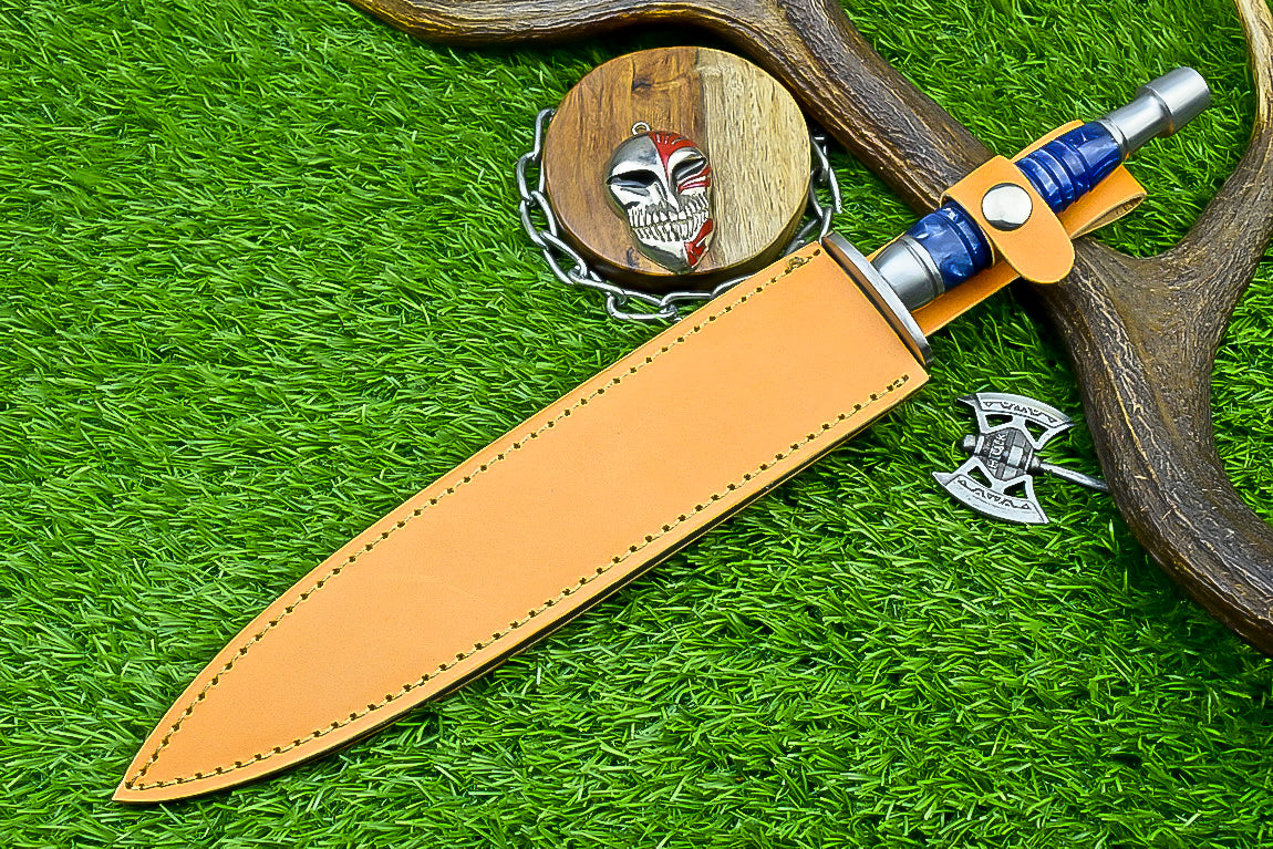 Hand-Forged Damascus Steel Bowie Knife with Composite Wood and Resin Handle | UN-8381