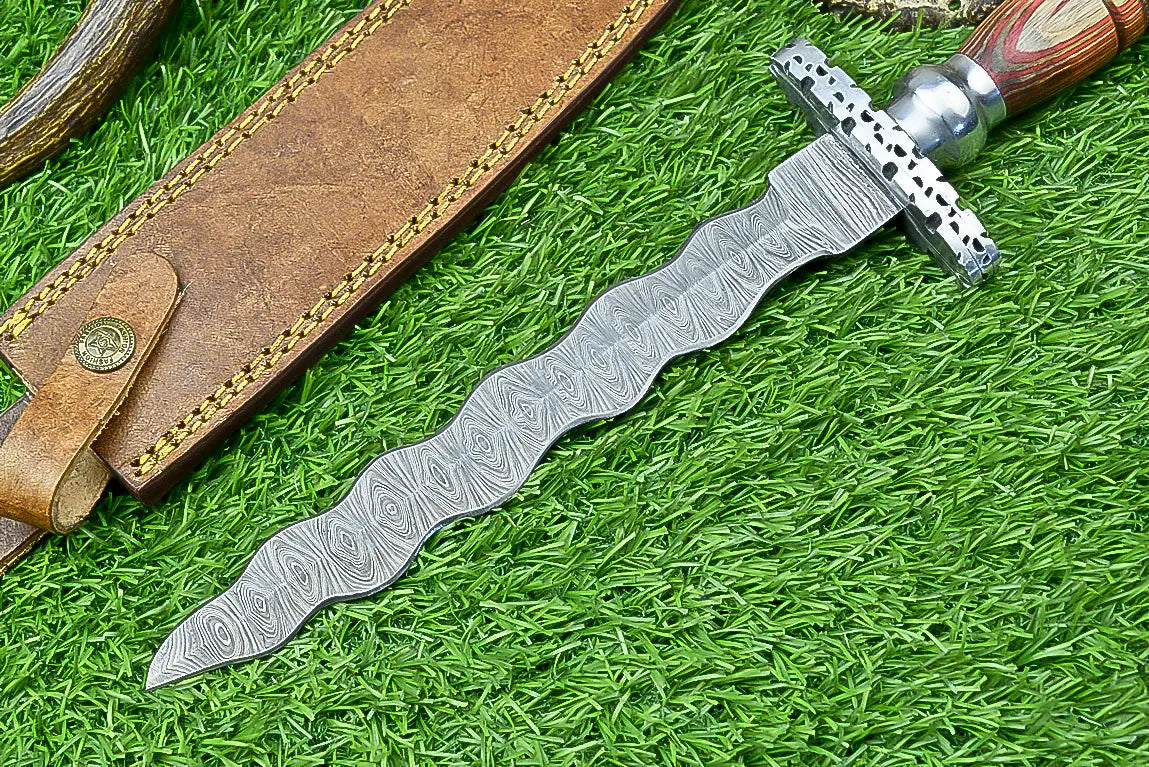 Custom Handmade Damascus Dagger Hunting Knife, DAGGER Knife SHKWORKS