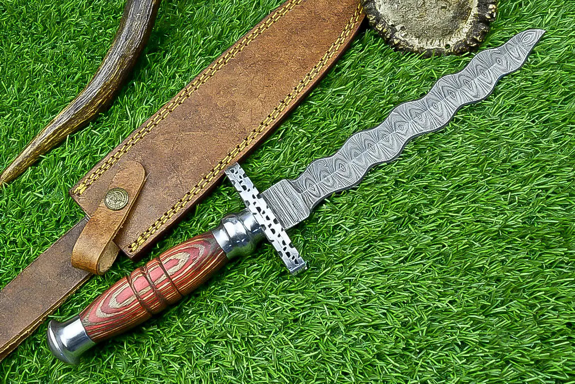 Custom Handmade Damascus Dagger Hunting Knife, DAGGER Knife SHKWORKS