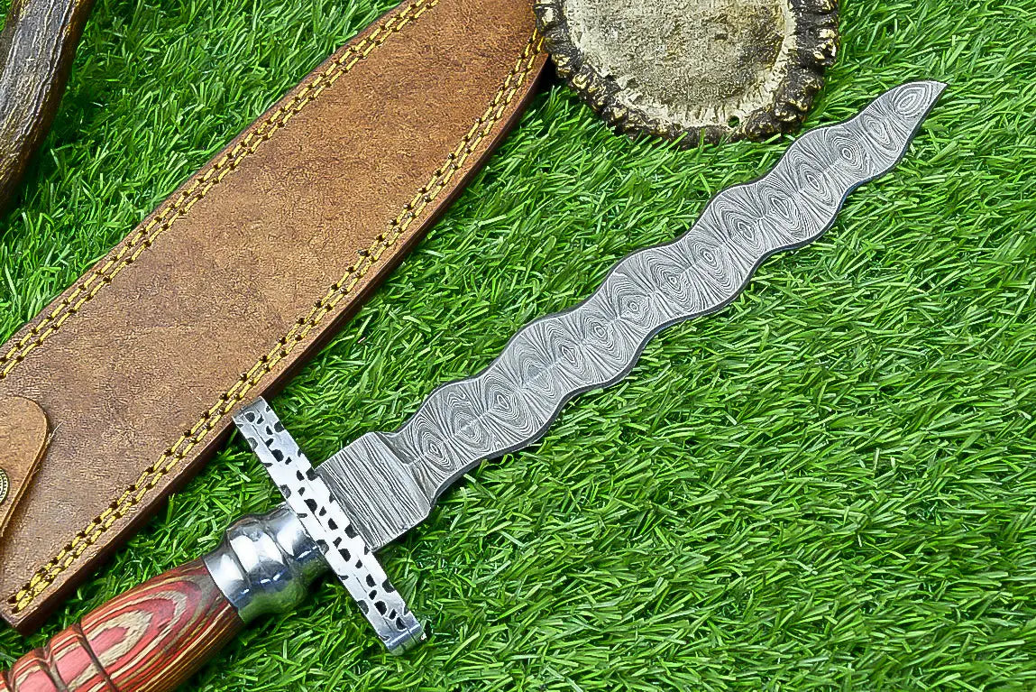 Custom Handmade Damascus Dagger Hunting Knife, DAGGER Knife SHKWORKS