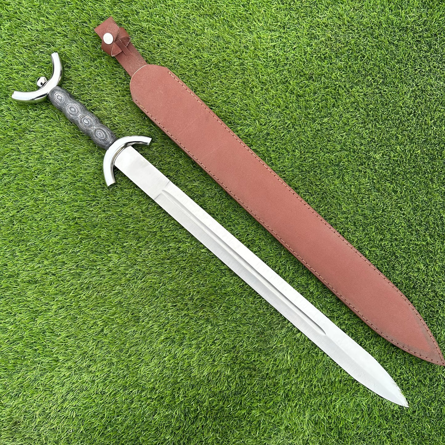 Hand-Forged Double Edge Sword – 27" J2 Steel Blade with Pakka Wood Handle | Gift for Him SN-335