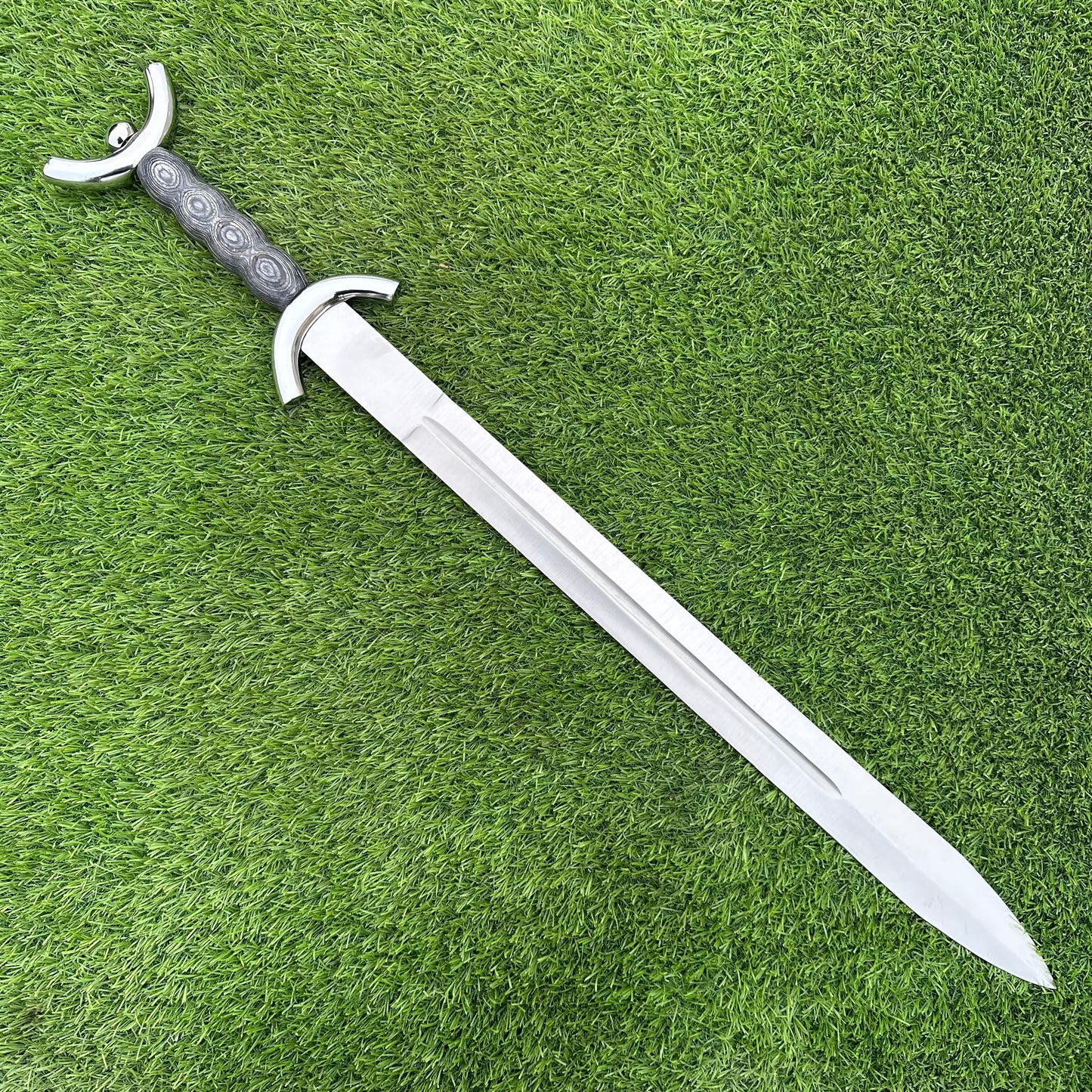 Handmade Two-Handed Longsword | Brown Leather Handle & Black Scabbard | Polished Steel Blade | Gift For Him SN 335