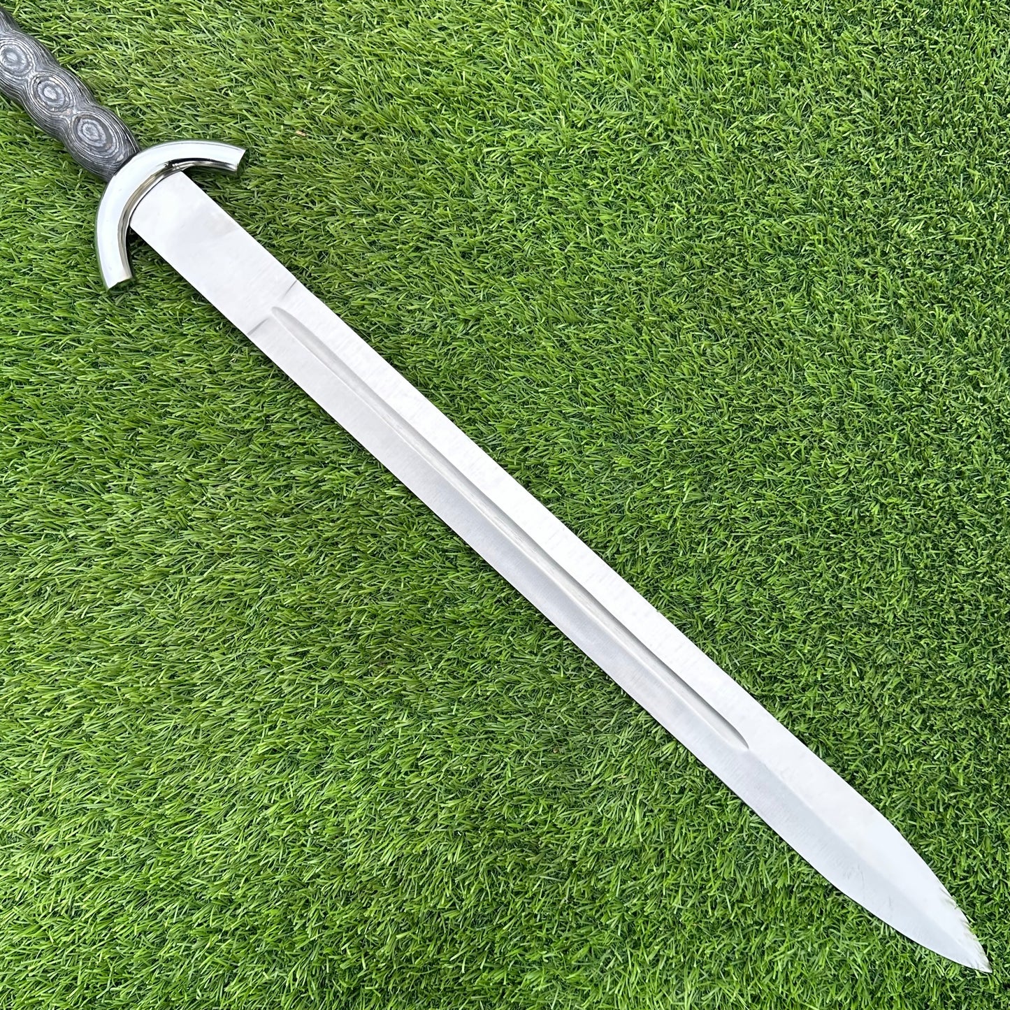 Handmade Two-Handed Longsword | Brown Leather Handle & Black Scabbard | Polished Steel Blade | Gift For Him SN 335