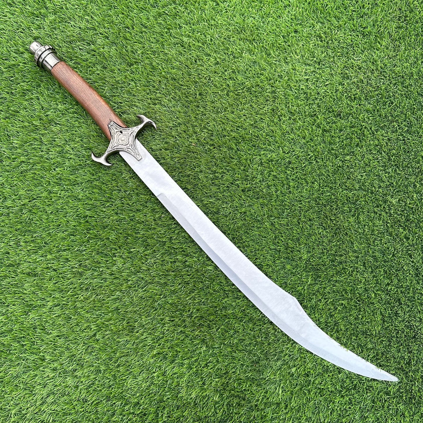Handmade Scottish Claymore Sword | Polished Blade & Black Handle with Brown Scabbard | Gift For Him SN-346