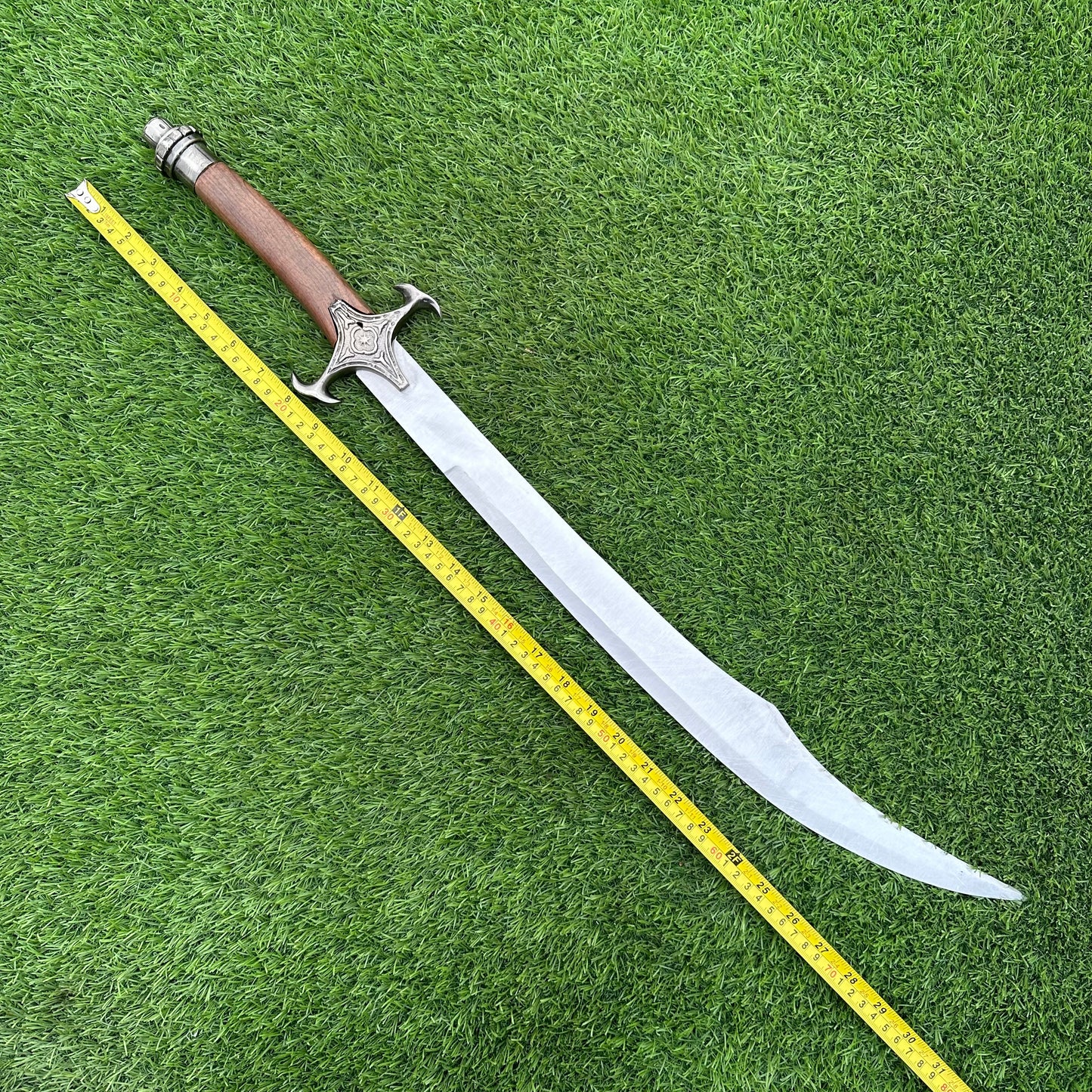 Handmade Scottish Claymore Sword | Polished Blade & Black Handle with Brown Scabbard | Gift For Him SN-346