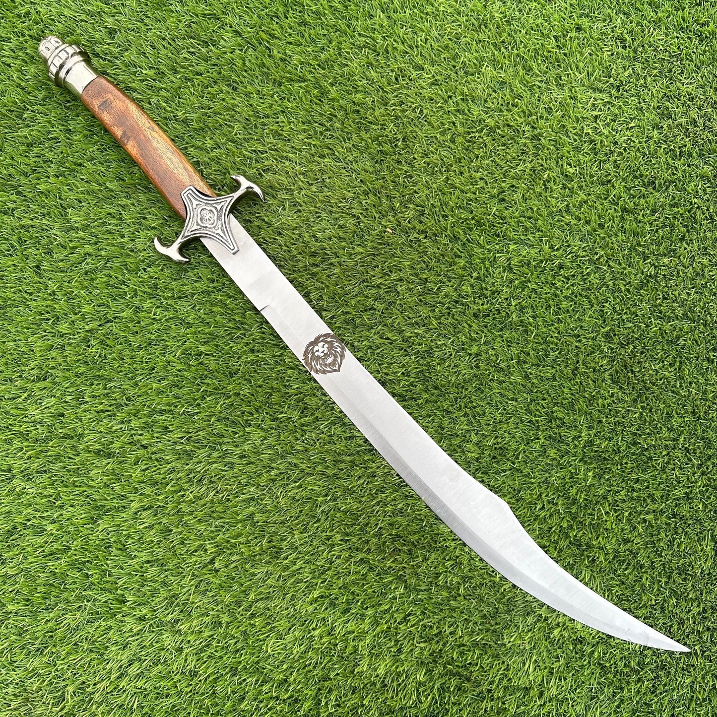 Hand-Forged Tactical Scimitar Sword – 30" J2 Steel Blade with Rosewood Handle & Pewter Bolsters | Gift for Him SN-345