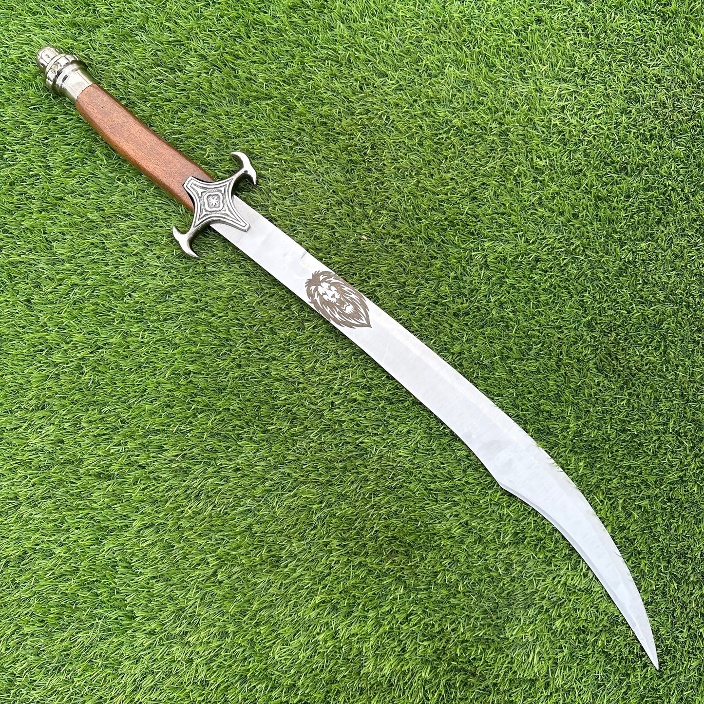 Hand-Forged Tactical Scimitar Sword – 30" J2 Steel Blade with Rosewood Handle & Pewter Bolsters | Gift for Him SN-345