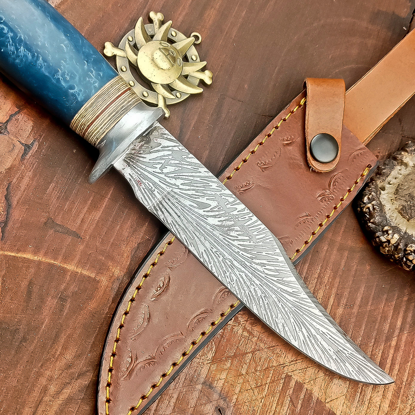 11" Custom Handmade J2 Steel Blade Hunting Knife, Bowie Knife W/Sheath EN-2828