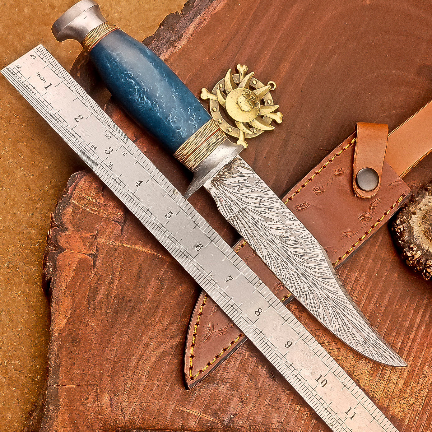 11" Custom Handmade J2 Steel Blade Hunting Knife, Bowie Knife W/Sheath EN-2828