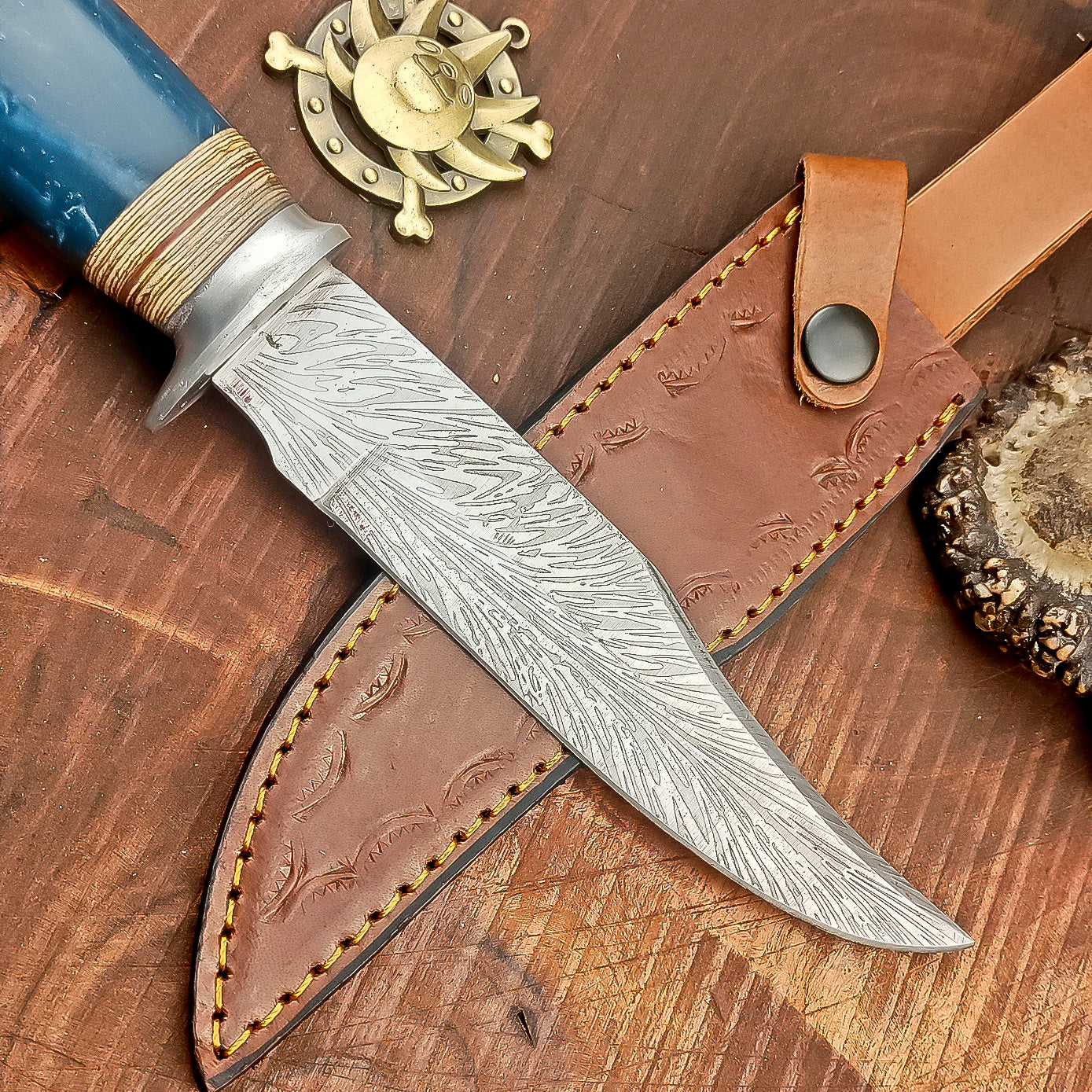 11" Custom Handmade J2 Steel Blade Hunting Knife, Bowie Knife W/Sheath EN-2829