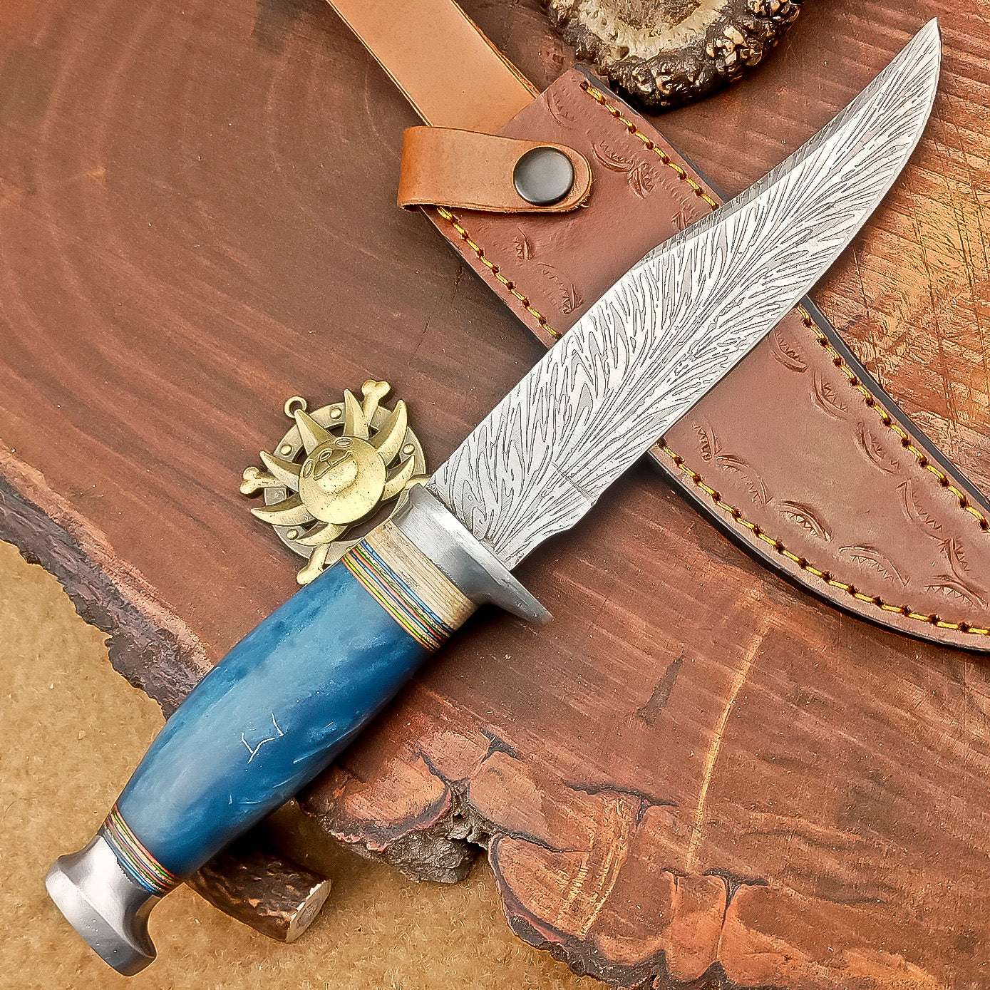 11" Custom Handmade J2 Steel Blade Hunting Knife, Bowie Knife W/Sheath EN-2830