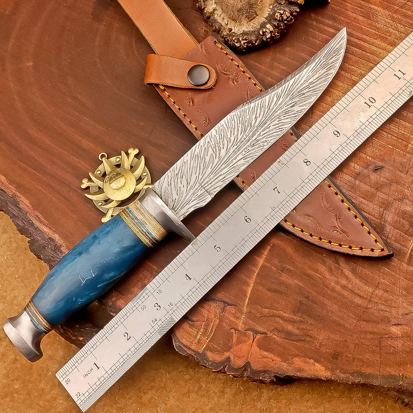 11" Custom Handmade J2 Steel Blade Hunting Knife, Bowie Knife W/Sheath EN-2830