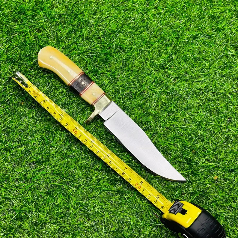 Hunting Knife Custom Handmade J2 Steel Skinner – Camel Bone & Wenge Wood Handle, Leather Sheath, Gift for Him, Outdoor Camping Knife