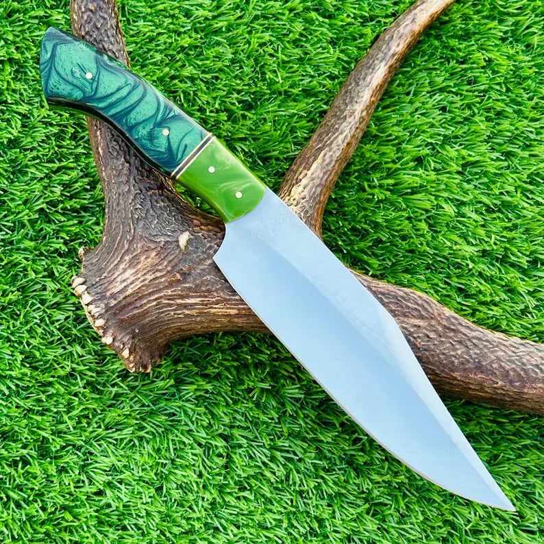Hunting Knife – Custom Handmade 12" D2 Steel Bowie with Rosewood Handle & Leather Sheath – Gift for Him, Outdoor Collectible