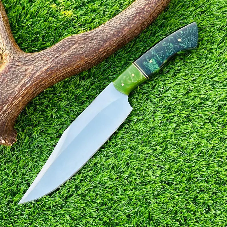 Hunting Knife – Custom Handmade 12" D2 Steel Bowie with Rosewood Handle & Leather Sheath – Gift for Him, Outdoor Collectible