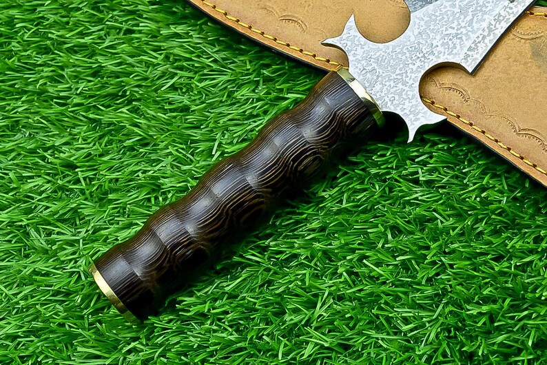 13” Handmade Bowie Knife with J2 Steel Etched Blade & Leather Sheath, Dagger Knife Gift for Him, Camping Survival Knife for Husband.