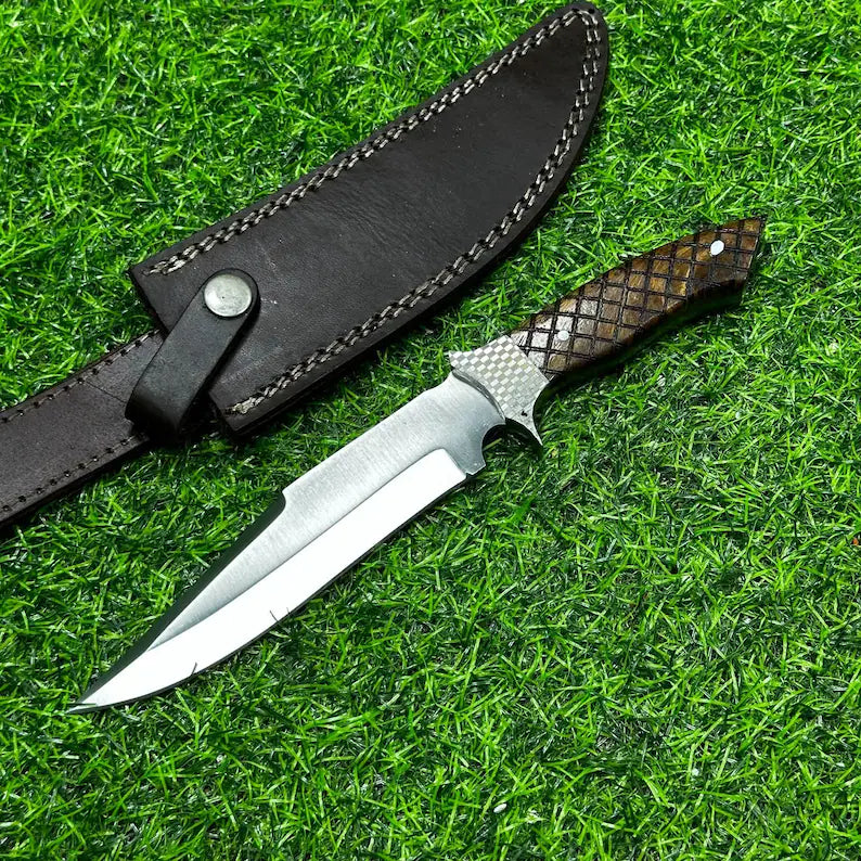 Bowie Knife 11" Custom Handmade D2 Steel with Rosewood Handle & Sheath – Unique Collectible Gift for Him Husband