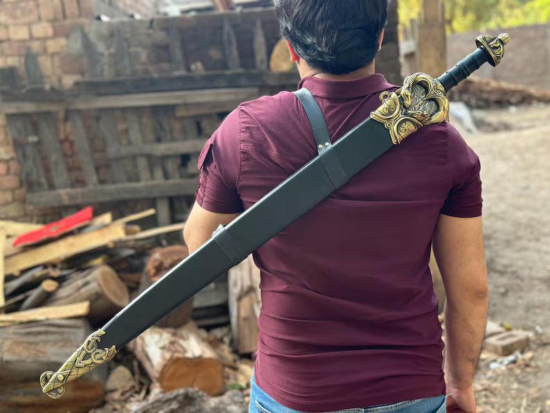 Lord of the Rings Guthwine Sword Replica high quality with Leather Scabbard – Decorative Medieval Fantasy Blade