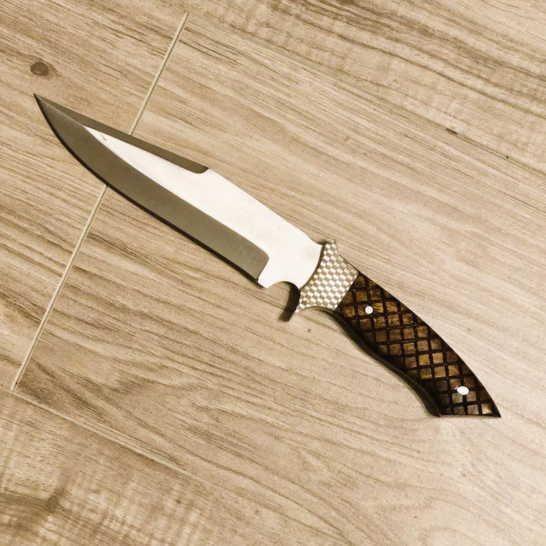 Bowie Knife 11" Custom Handmade D2 Steel with Rosewood Handle & Sheath – Unique Collectible Gift for Him Husband